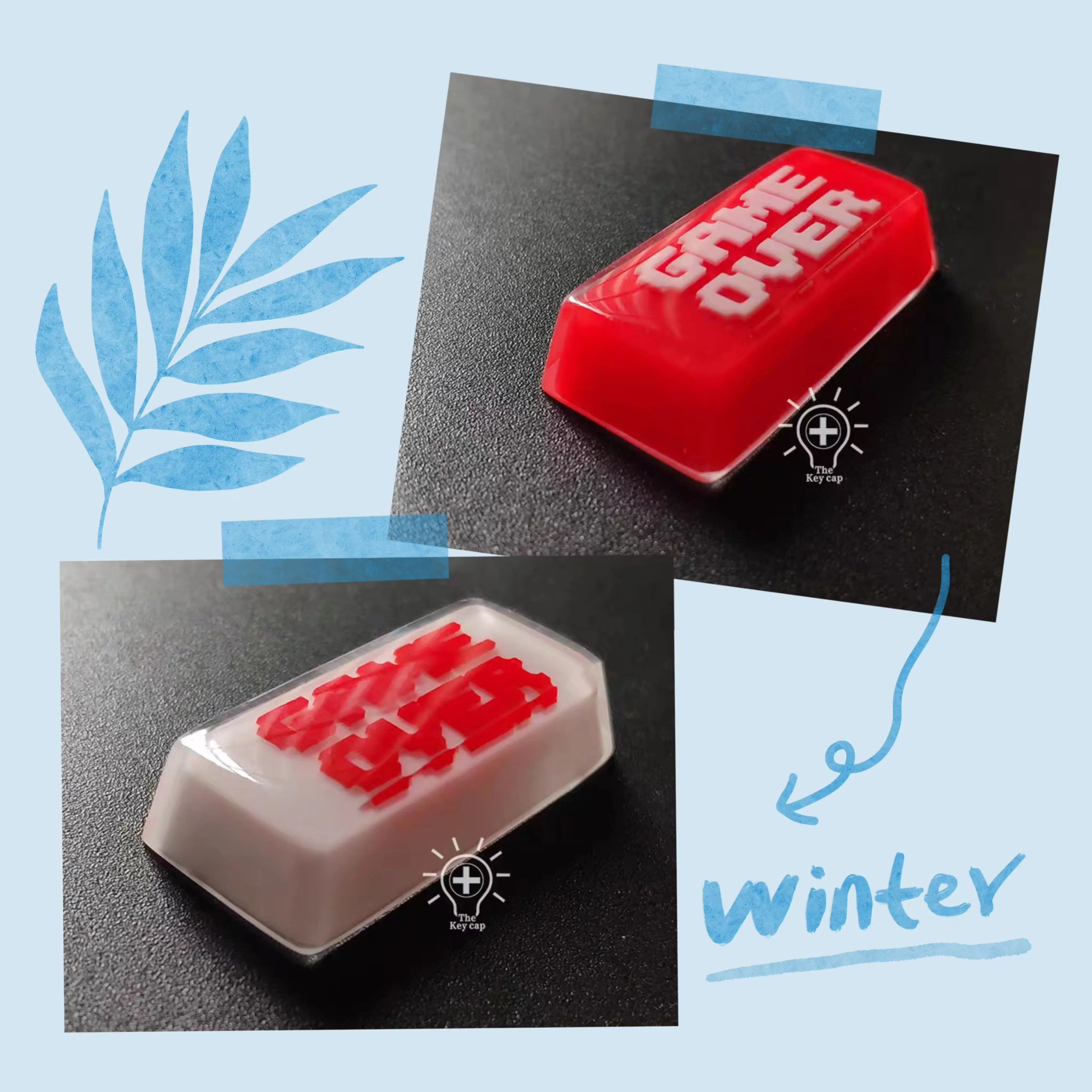 Pokemon Anime Game Keycap ENTER Key Mechanical Keyboard Resin Crystal Transparent Gift Red and White Game Over