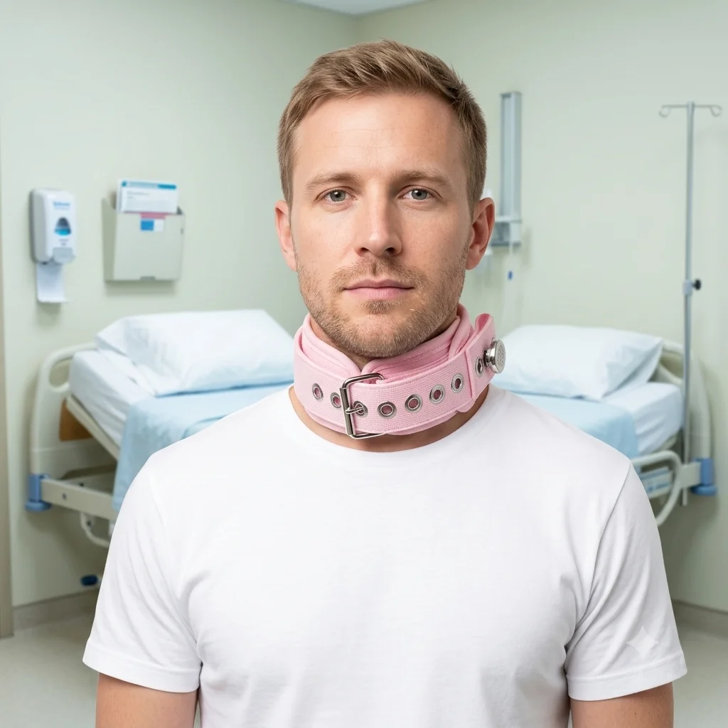 Pink Neck Strap with Magnetic Quick Release Lock Metal Linking Chain Cotton Belt Safety Neck Lanyard for Patie