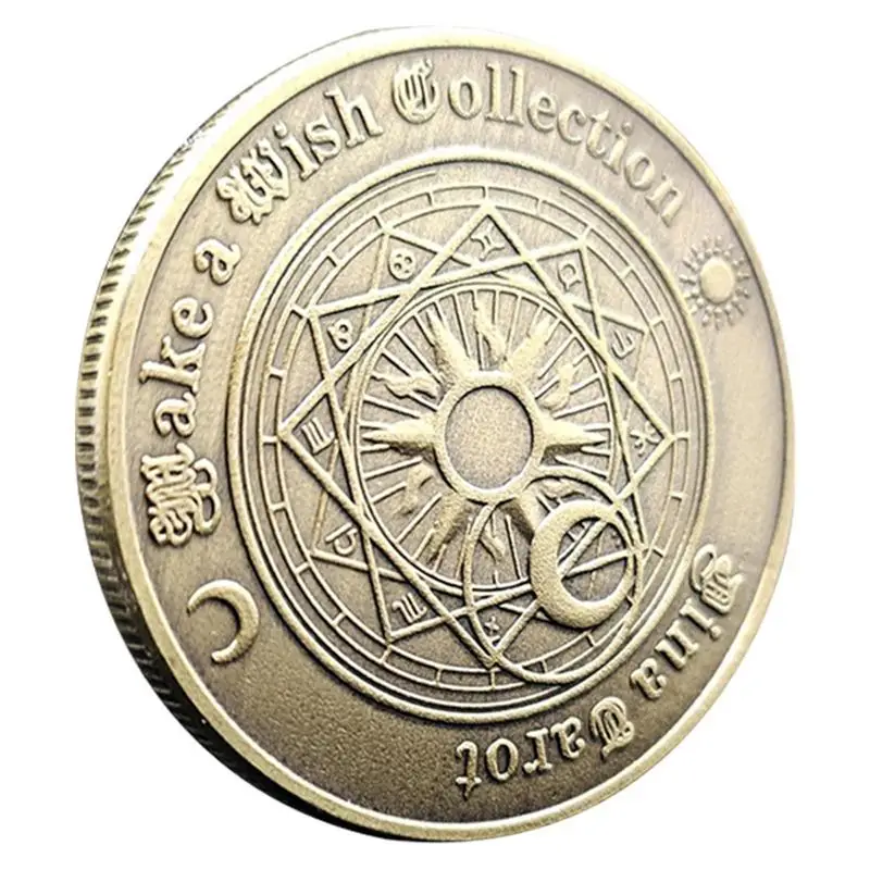 Tarot Coins Sun Moon Constellation Challenge Coin Western Astrology Embossed Commemorative Coin For Divination Tool