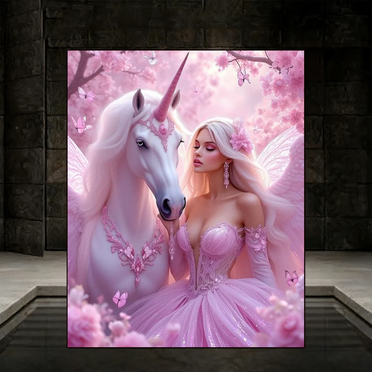Embroidery Unicorn - Kit de pintura de diamantes 5D,