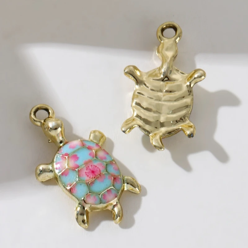 5pcs New Fashion Colorful Little Turtle Enamel Charms Cute Ocean Animal Pendants For Making Handmade DIY Jewelry Accessories