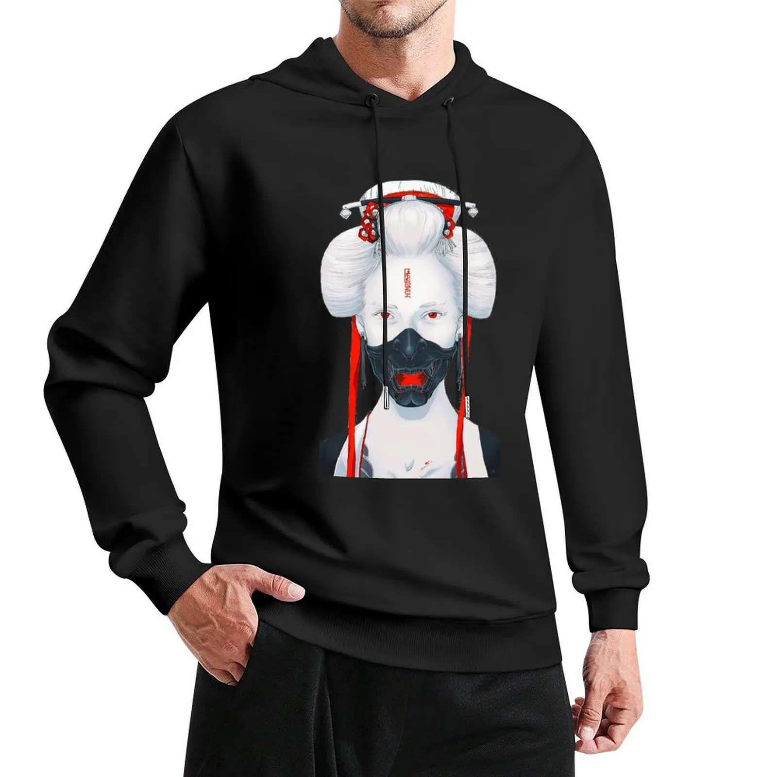 Samurai Japanese Geisha Fine Art Illustration Pullover Hoodie anime clothing man hoodie