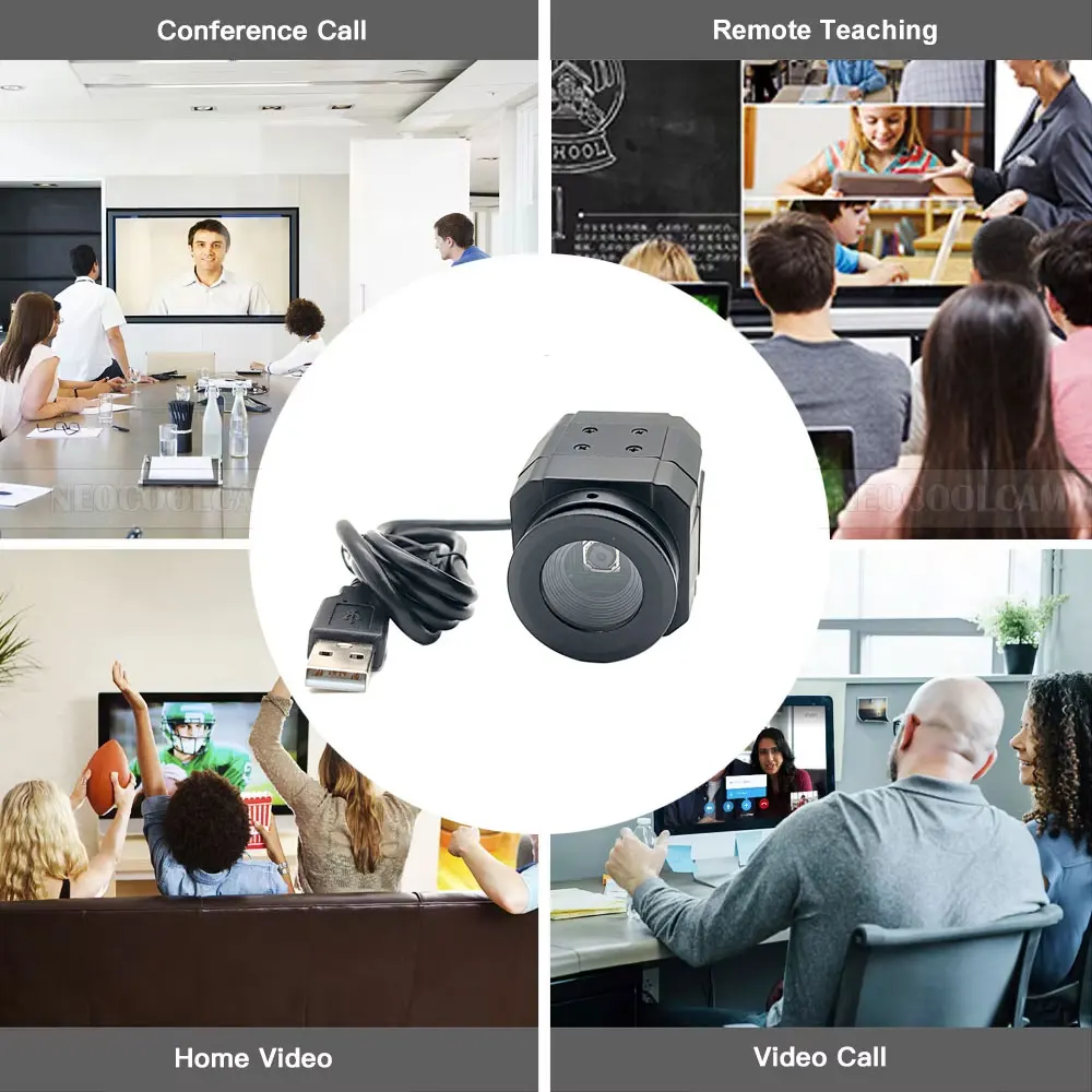 NEOCoolcam HD 4K Autofocus USB Webcam 3264 x 2448 15fps MJPEG UVC 8MP IMX179 Video Live PC Camera Mini Metal Body Black