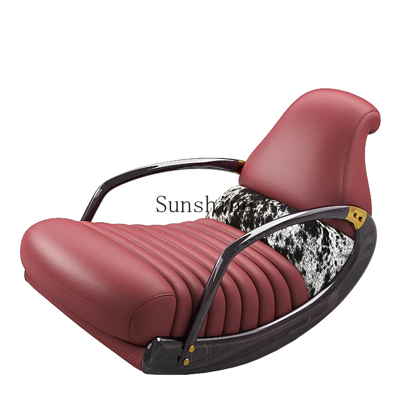 Design Leather Rocking Chair Caterpillar Lounger