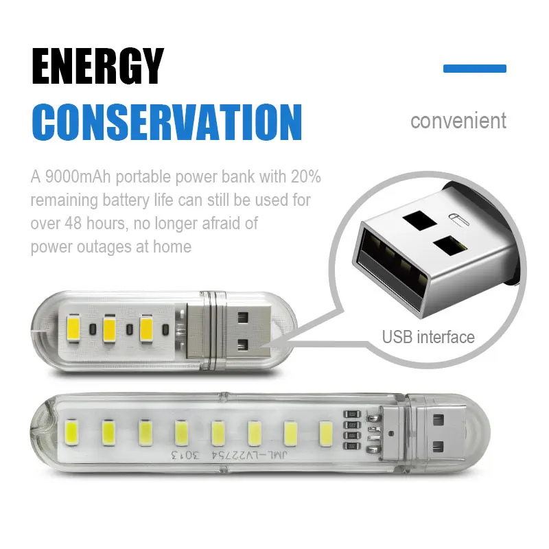 3-Pack USB Mini Night Light with Eye Protection & Energy-Saving Mode, Portable Plug and Play for Bedside/Nursery/Camping/Car