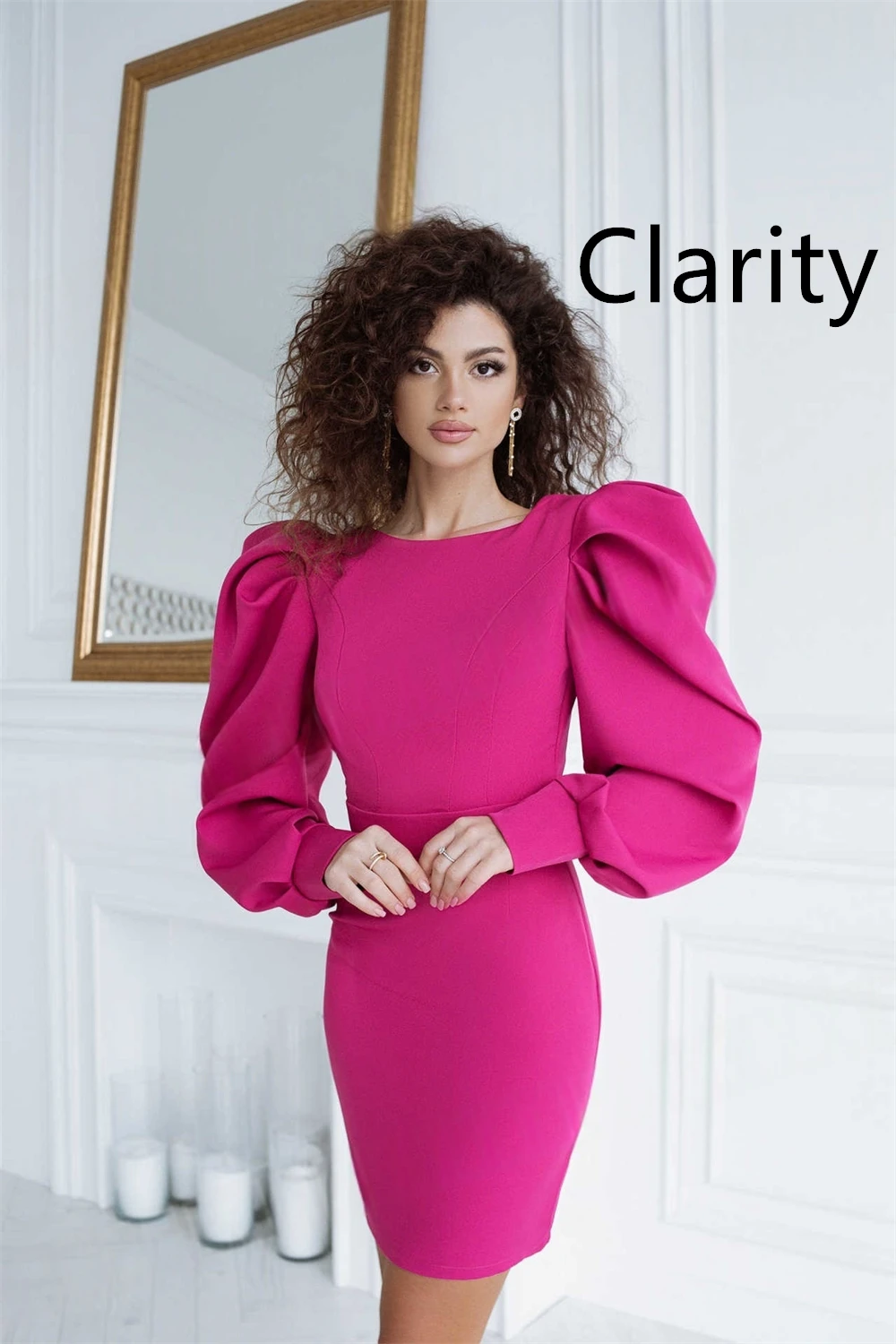 Vestidos de noche de Jersey sexys personalizados, vestido de fiesta de manga larga con cuello redondo y temperamento, vestidos para ocasiones a medida de alta calidad