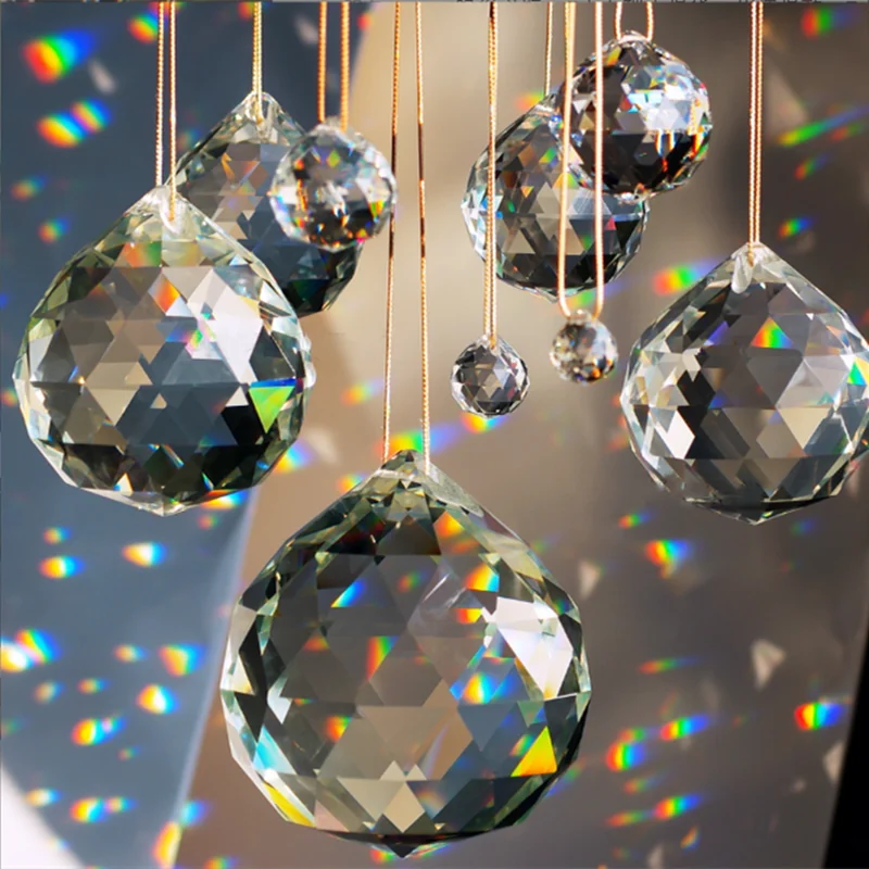 20mm/30mm40mm/50mm/60mm Crystal Faceted Shiny Sphere Rainbow Collector Feng Shui Ball For Christmas Tree Hanging Home Decoration