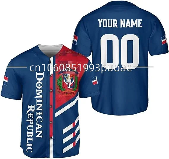 2025 New Dominican Republic Baseball Jersey 3D Printed Men's and Women's Casual Shirt Free Customized Name Baseball Shirt