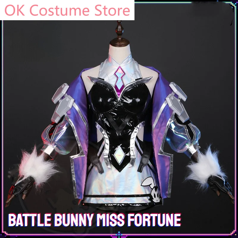 Game LOL Battle Bunny Cosplay Miss Fortune Costume Game Cos LOLs Battle Bunny Costume and Cosplay Wig