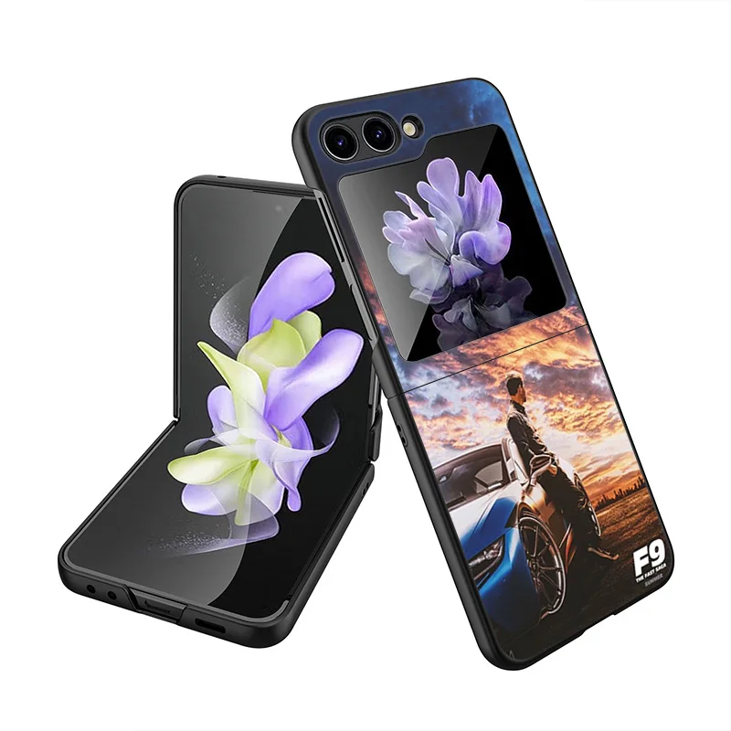 Black Matte Phone Case For Samsung Galaxy Z Flip6 Flip 6 5 4 3 Flip3 Flip4 Flip5 5G The Fast Furious 9 Hard Shell Cover