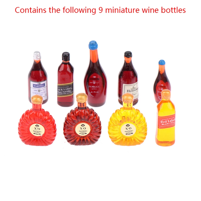 9 Teile/satz Zufällige Puppenhaus Miniatur Welt Berühmte Wein Spielzeug XO Whisky Mini Lebensmittel Spielen Puppenhaus Zubehör
