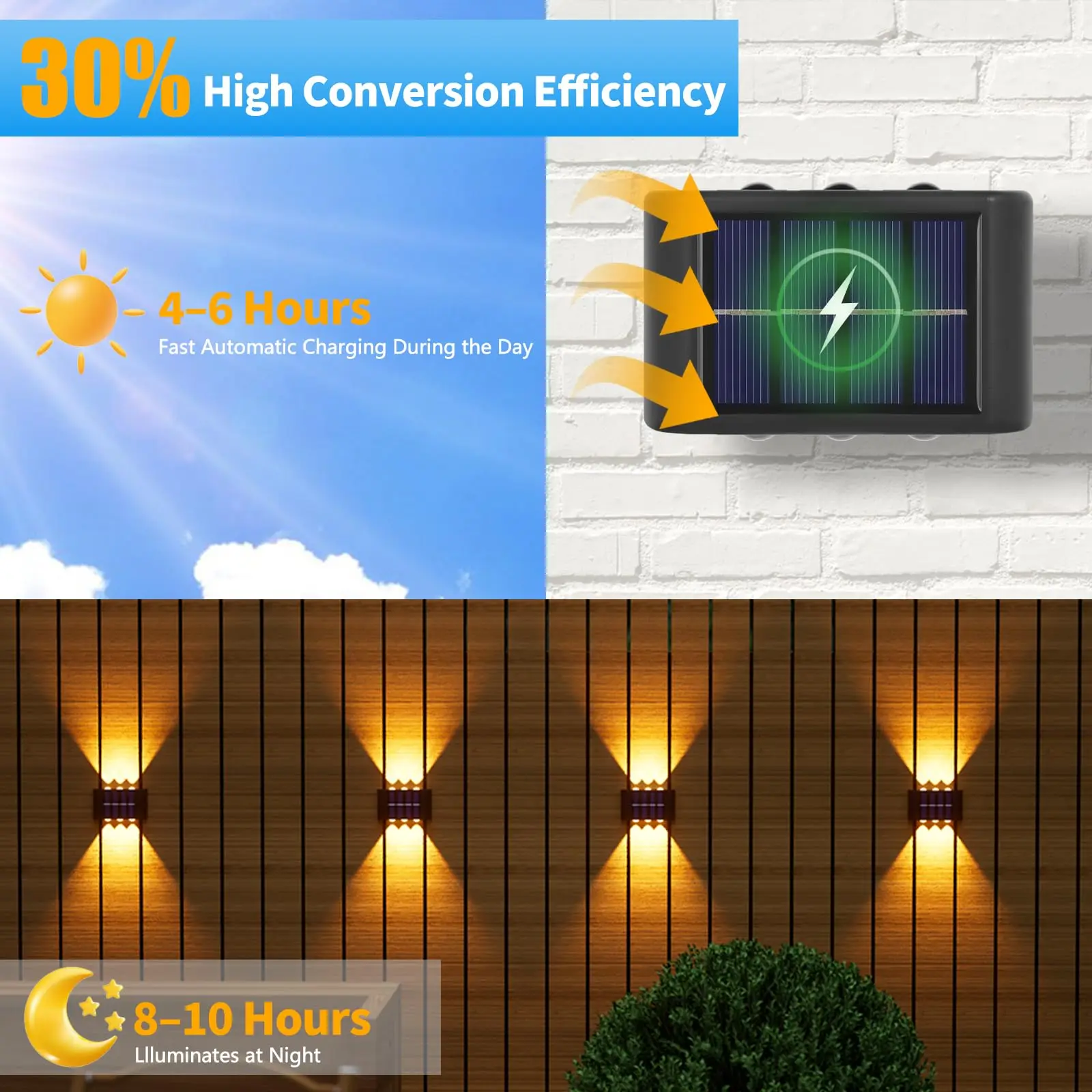 Solar Wall Lamp Outdoor Waterproof Solar Powered Light UP and Down Illuminate Home Garden Yard Decoration Outside Sunlights