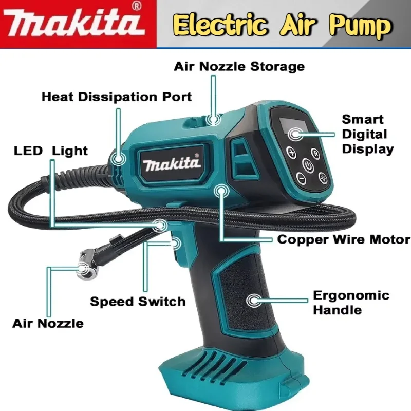 マキタ 18V バッテリー 600mm コードレス ポータブル 電動エアポンプ 12V 充電式 ハンドヘルド エアコンプレッサー 車用