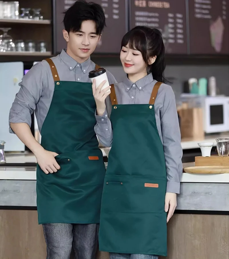 Waterproof and Oil Resistant Apron Kitchen Workwear Home Cooking Cleaning Unisex Sleeveless Apron Adjustable