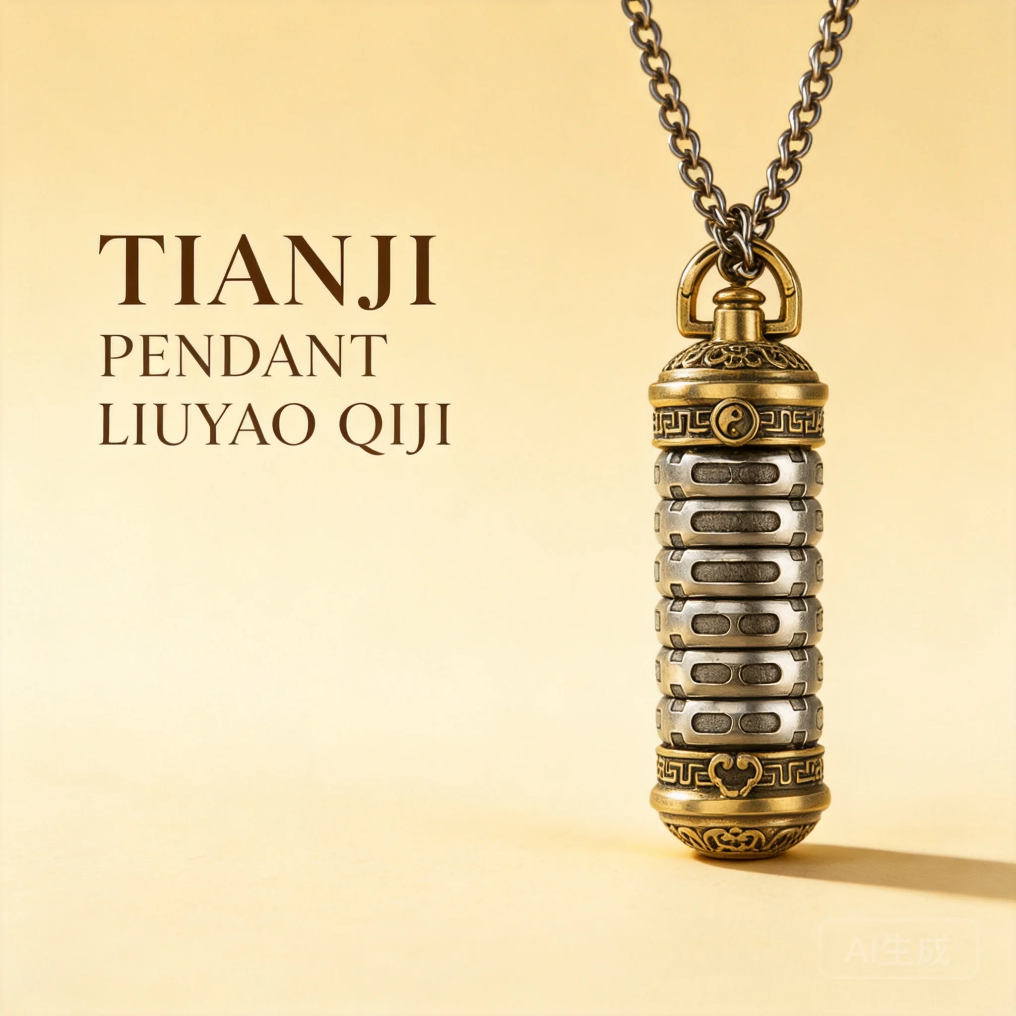 Chinese Taoism Culture Liu Yao Heavenly Mystery Pendant Necklace Retro Good Luck Fortune Blessing Unique Unisex Jewelry For Dail