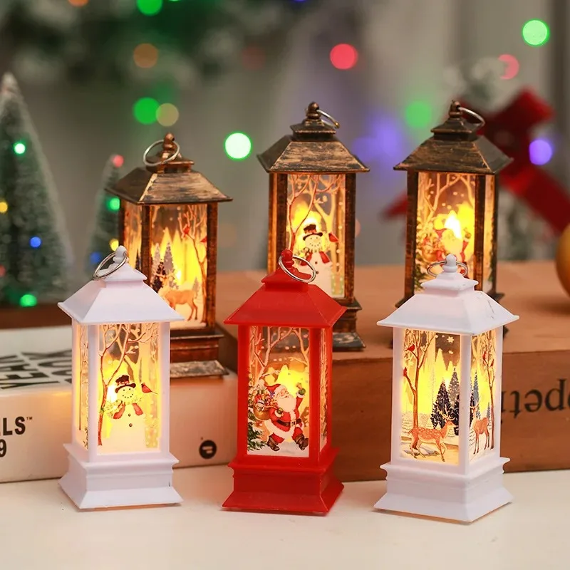 1-4PCS Christmas Lantern LED Vintage Warm Light Hanging Night Lamp for Holiday Party New Year Gift Home Table Decoration Decor