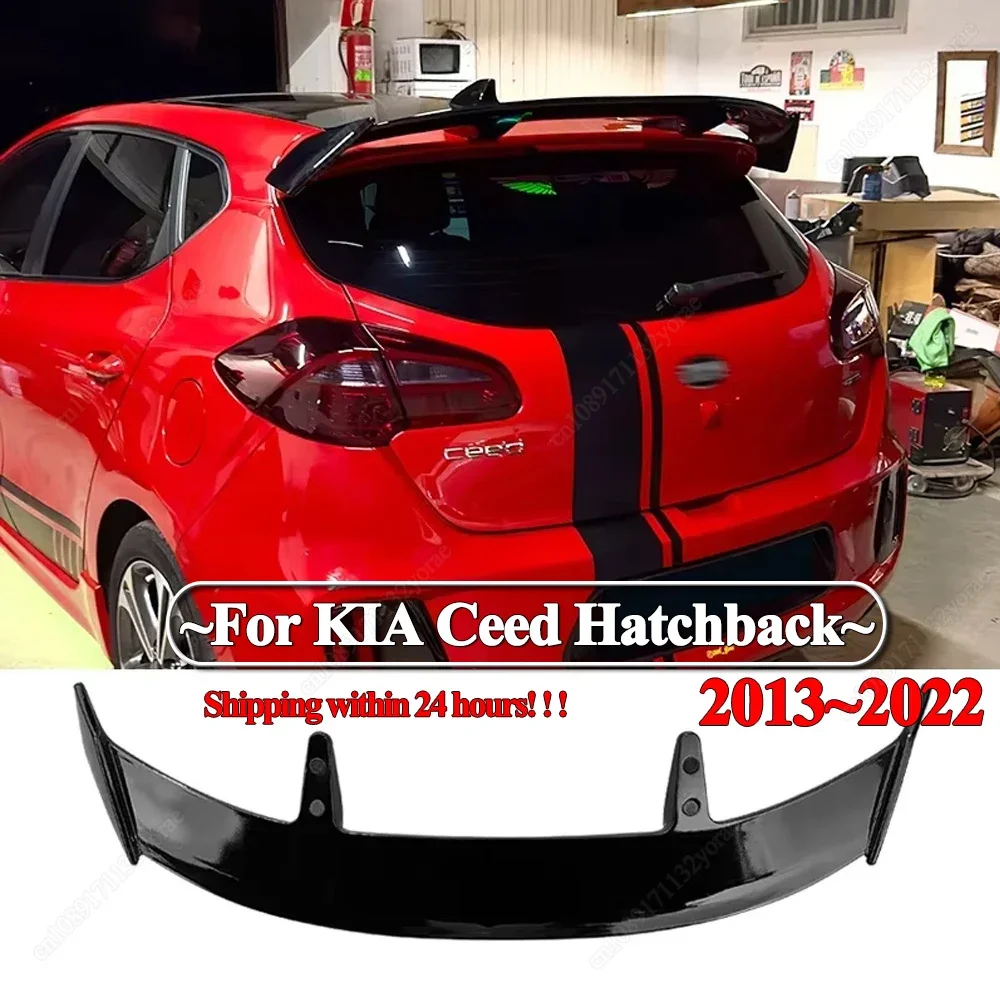 For KIA Ceed Hatchback 2013-2022 Car Rear Roof Trunk Spoiler Wing Tail Fixed Wind Wing ABS Gloss Black Bodykits Tuning