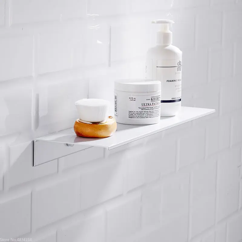 Shower Storage Rack Space Aluminum White Shelves Wall Shelf Hanging Board Ledge Bathroom Accessories Organizer Kitchen Holder