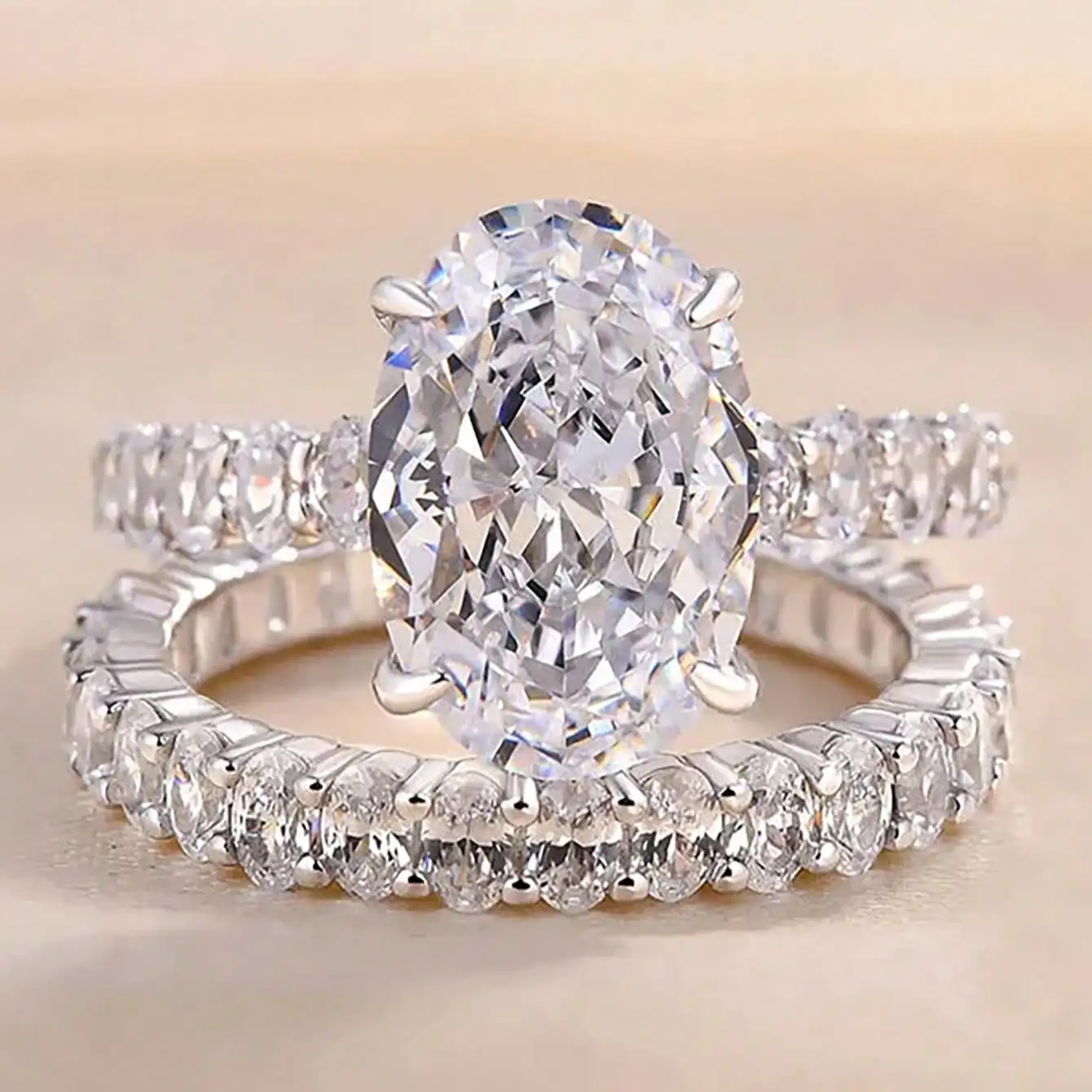 925 sterling zilver glanzende geavanceerde ovale zirkoon set ring voor vrouwen dagelijkse outfits feest luxe hoge kwaliteit fijne sieraden - afbeelding 2