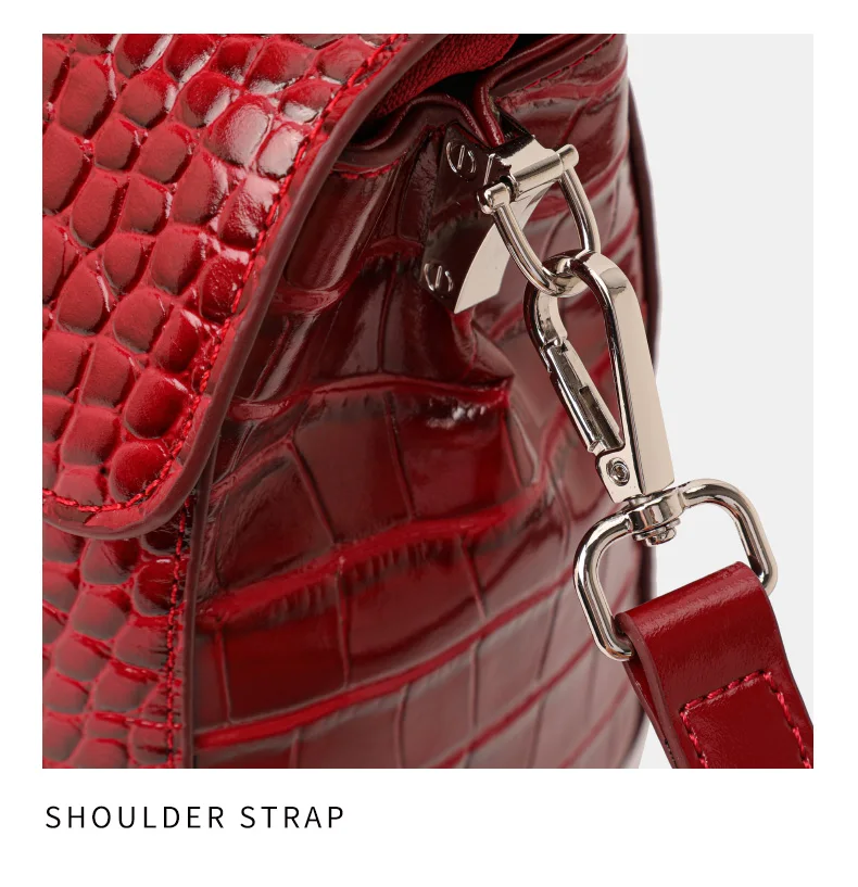 Damen-Handtasche aus Leder mit Krokodilmuster, Henkeltasche mit Schloss, Damen-Umhängetasche für Arbeit und Alltag – Detail 15