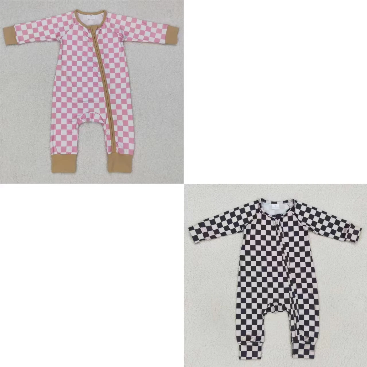 

Kids Toddler Zipper Checkered Clothes One-piece Newborn Children Coverall Bodysuit Jumpsuit Baby Boy Girl Long Sleeves Romper