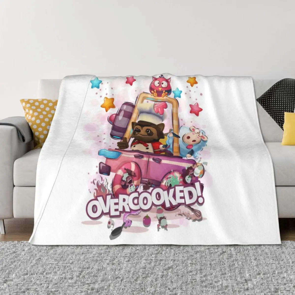 

Overcooked Chef RACCOON Throw Blanket Soft Plush Plaid halloween Custom For Decorative Sofa Blankets