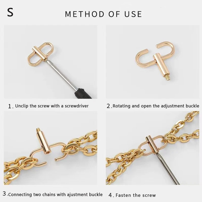 4pcs Adjustable Metal Buckles For Chain Strap Bag Shorten Shoulder Crossbody Bags Hardware Accessories Wholesale