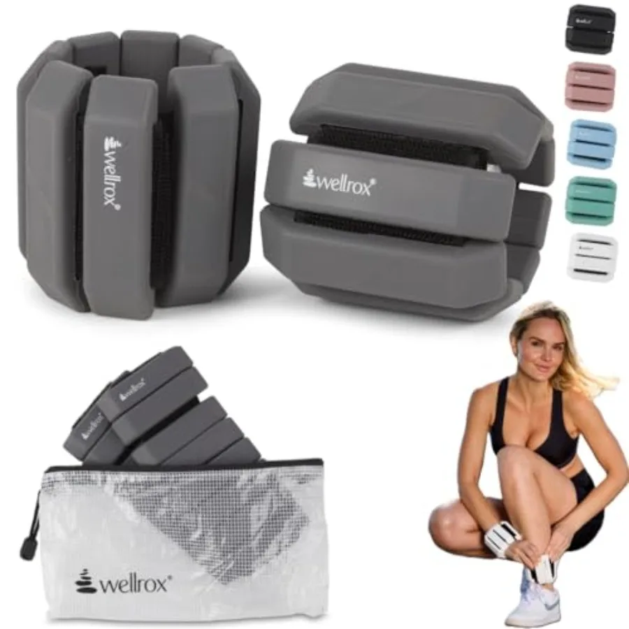 

Утяжелители Wellrox для запястий и лодыжек, регулируемые, для женщин и мужчин, набор утяжелителей для лодыжек 2 фунта (по 1 фунту каждый), утяжелители для запястий