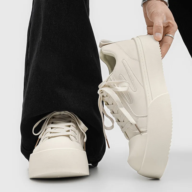 New Men's Platform Skate Shoes Casual Thick Sole Height Increasing Sneakers Breathable Non-slip Streetwear Board Shoes for Men