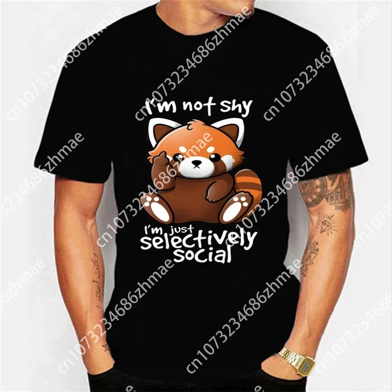 Panda Men T Shirts I'm Not Shy I'm Just Selectively Social Graphic Tee Shirt Hip Hop Men Summer Tshirt Harajuku Animal T-shirt