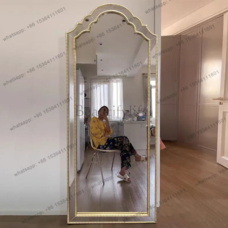 French vintage floor-to-ceiling full-length mirror home bedroom wall mounted dressing mirror