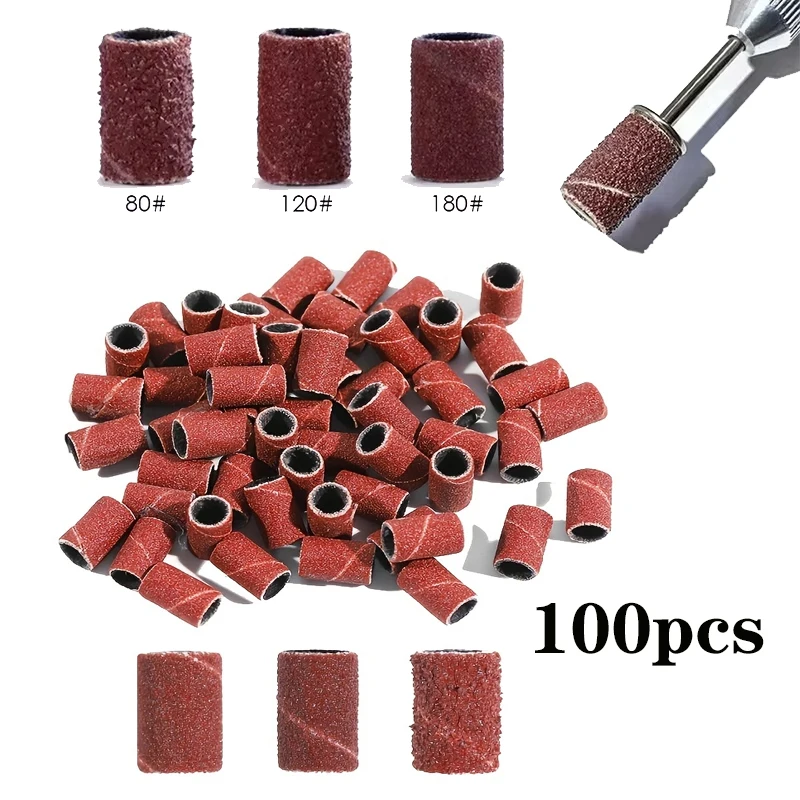 100Pcs Bands Polishing Milling Machine Accessories Nail Art Sanding Tool 80''/120''/180