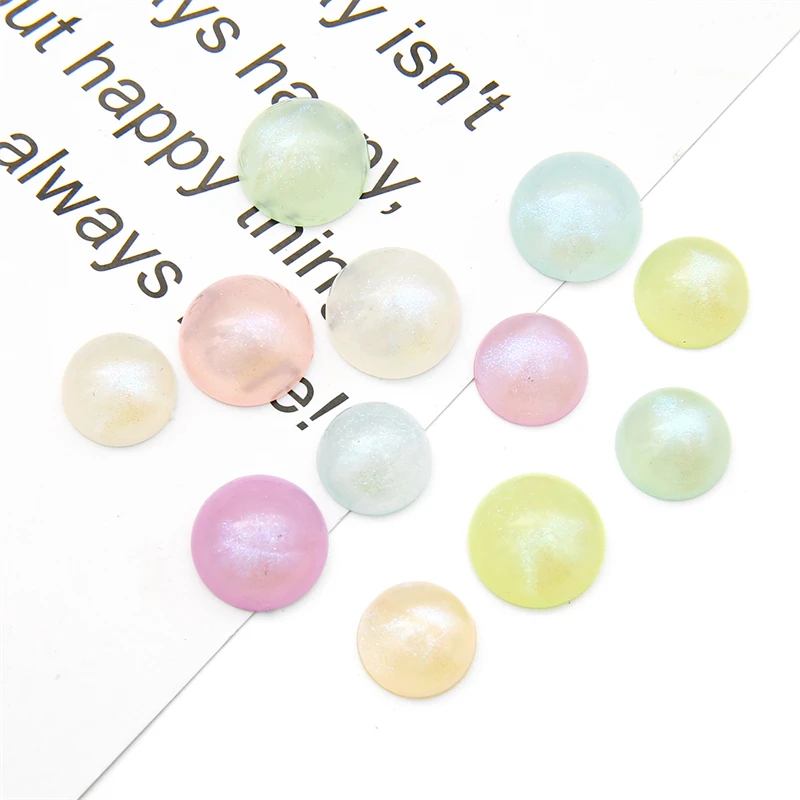 50Pcs 10/12mm Acrylic Half Round Cabochon Beads Exquisite Color Decoration for DIY Scrapbook Jewelry Craft Making Accessories