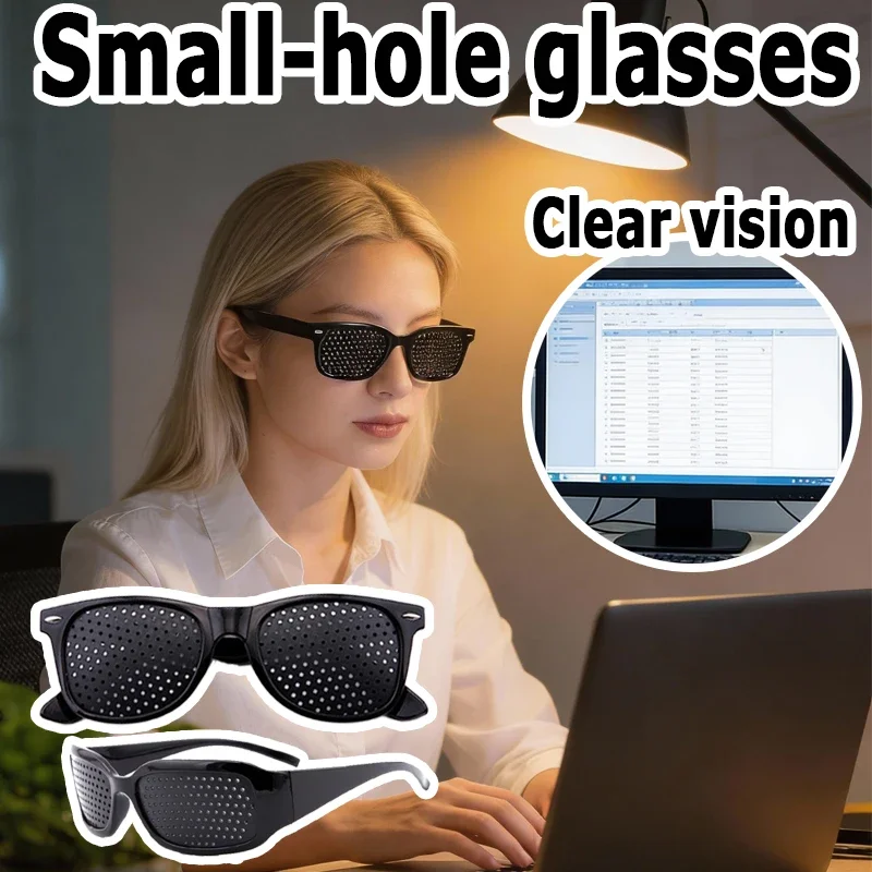 Fashionable Pinhole Party Glasses, Physical Pinhole Principle to Focus Light,Enhance Visual Clarity. Non-optical Lenses