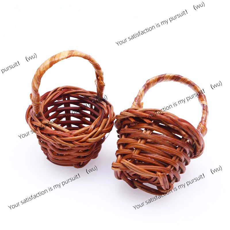Miniature doll house, rattan, handmade willow, small wicker basket,wedding, flowers, picnic, mini fairy garden decoration