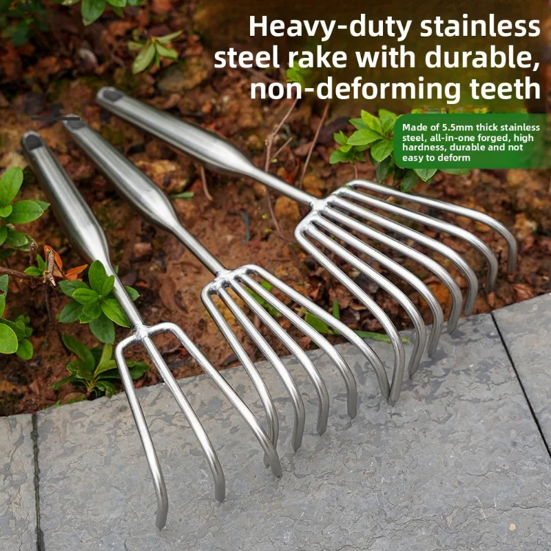 

Stainless Steel Rake: Beach, Shell Digging & Gardening