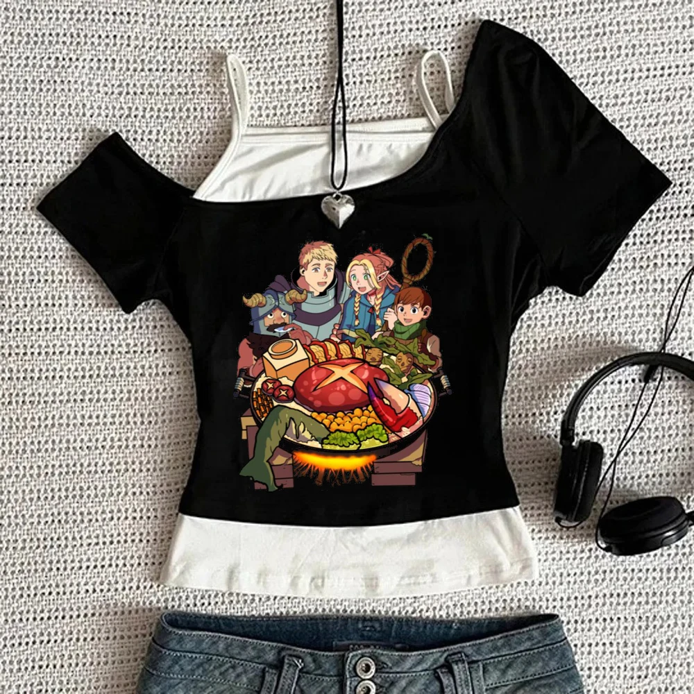 Ddlicious in Dungeon cropped top girl harajuku goth emo kawaii cute t shirt meme korean fashion 2000s clearance sales cutecore