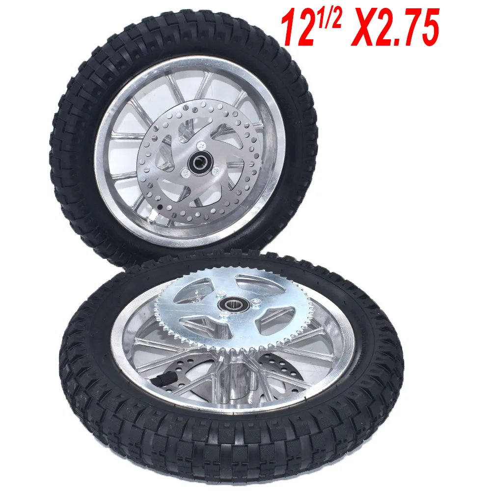 Pocket Bike Mini Moto Gas Scooter Front Rear Rim Bearing Disc Brake Rotor Sprocket For Tyre 12.5 x 2.75 Inner Tube 12 1/2*2.75