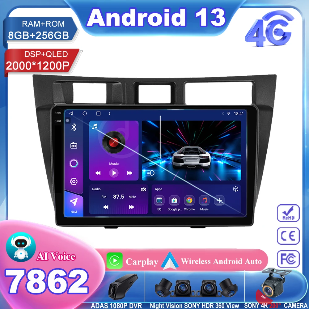 

Car DVD Wireless Carplay 7862 Android 13 For Toyota Mark II 9 X100 2000 - 2007 Auto Radio Multimedia Player Navigation NO 2din