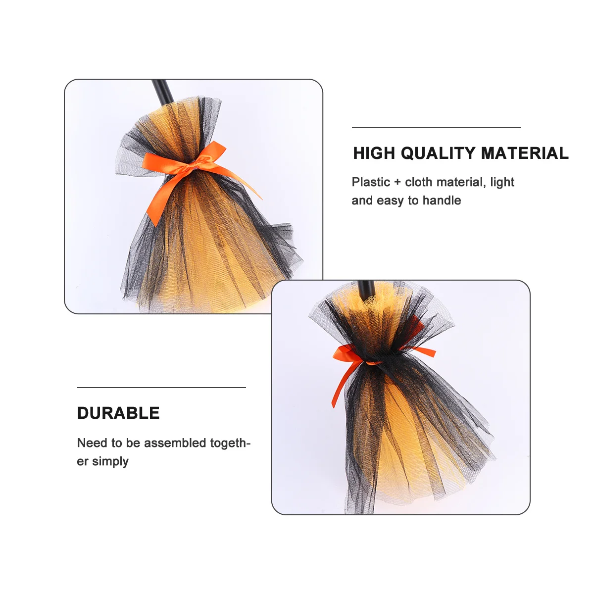 

1pc Prop Halloween Party Decoration Witch Broom For Costume Role Play Haunted House Halloween Broom Decor Besom