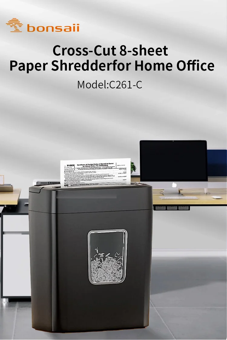 Paper Basket Paper Shredder Machine, adequado para Staples, adequado para Home Office, 8 folhas, 14.5L, 40 min