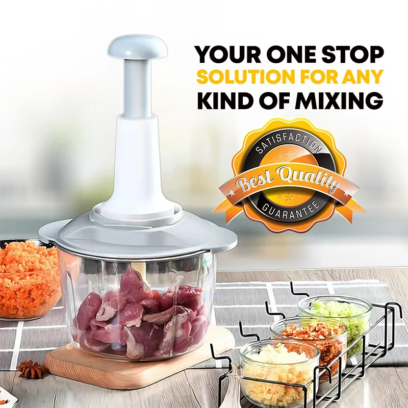 Herramienta para picar carne manual de acero inoxidable; Semplifica la preparación de comidas saludables; Tamaño compacto