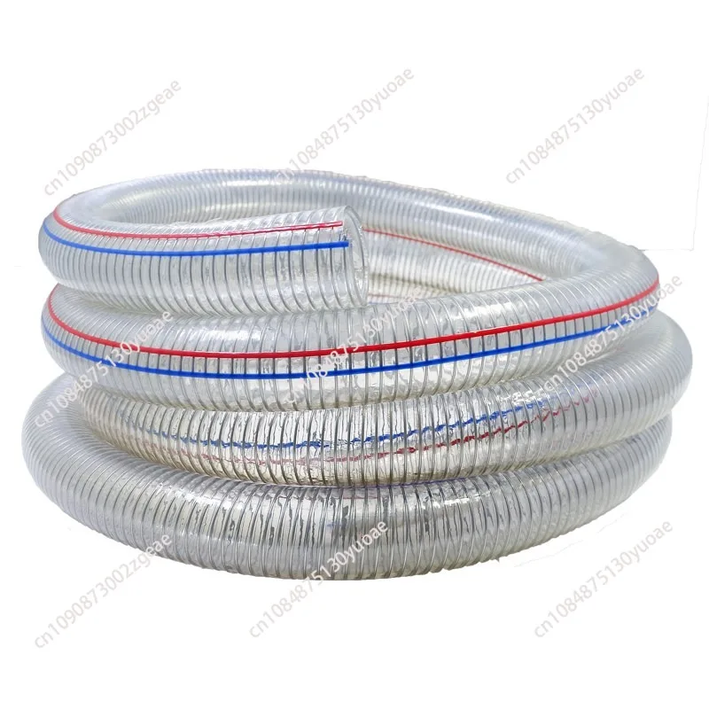 PVC steel wire hose, transparent plastic pipe, pump inlet pipe thickened, high temperature resistant YouTube pump 2 inches