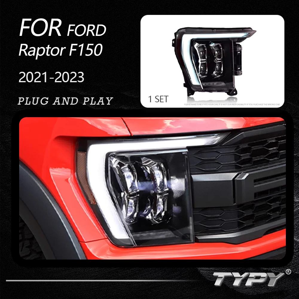 

TYPY Car Headlights For Ford F-150 Raptor 2021-2023 LED Car Lamps Daytime Running Lights Dynamic Turn Signals Car Accessories