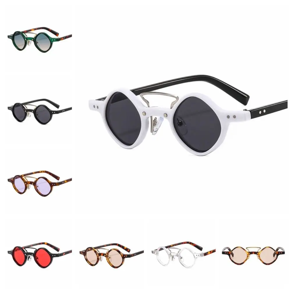 Colorful Small Round Square Anti-UV Sunglasses Steam Punk Cycling Sunglasses Double Beam Gradient Round Eyewear Men