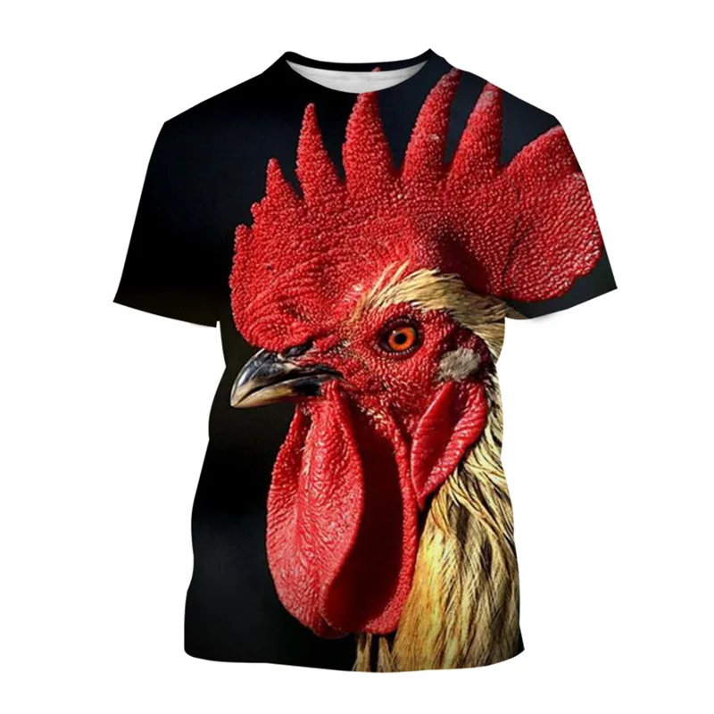 3D Printing Chicken T-shirt Men Animal Pattern Round Neck Tshirt Cool Street Short Sleeve Tees Tops Summer Oversized T Shirts