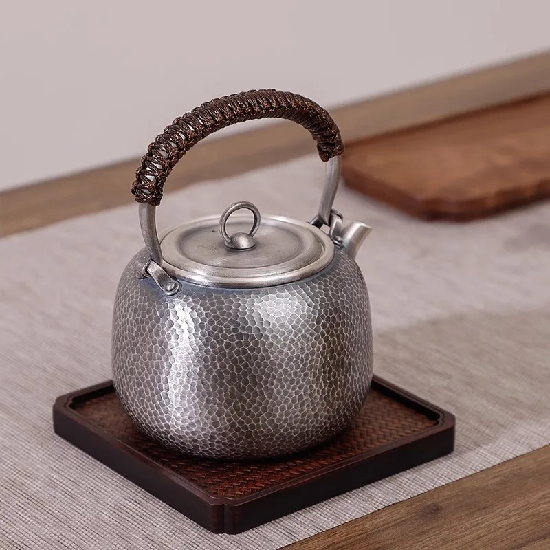 Pure Silver 99.9% Boiling Water Pot Pure Handmade Water Pot Household Tea Ceremony Kung Fu Tea Set Tea Pot Boiling Tea Pot