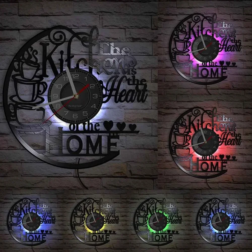 Kitchen Decor Clock The Kitchen The Heart of The Home Inspired Vinyl Record Clock Modern Design Vinyl Wall Noiseless Timepieces