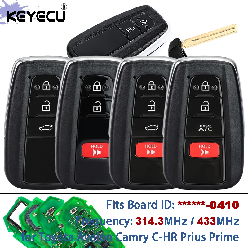 

Плата KEYECU ID: 0410 314,3/433 МГц 8A чип для Toyota Avalon Camry CR-H Prius Prime Proximity Keyless-Go Smart Remote Key Fob