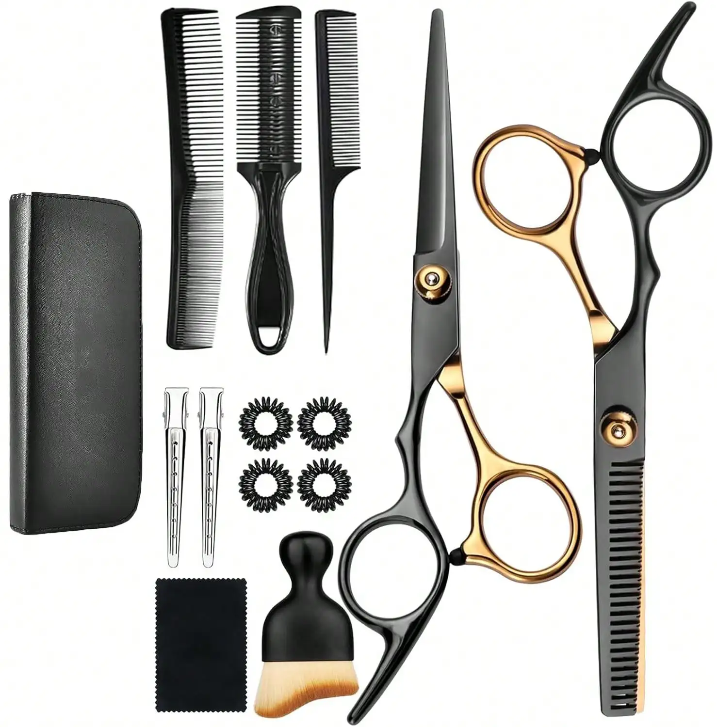 

14 Pcs Stainless Steel Hairdressing Scissors Set, Includes Thinning Shears, Professional & Portable For Stylists